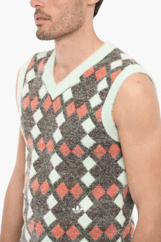 WALES BONNER Argyle Motif V-Neck Sleeveless UNISEX Sweater