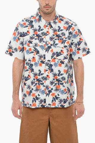 Floral Patterned Short Sleeve AUGUSTIN Shirt with Double Breast Pocket