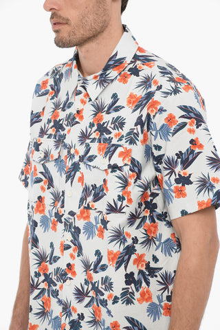 Floral Patterned Short Sleeve AUGUSTIN Shirt with Double Breast Pocket