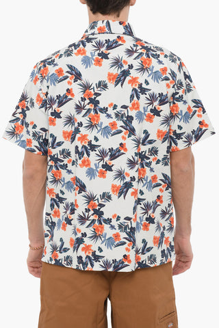 Floral Patterned Short Sleeve AUGUSTIN Shirt with Double Breast Pocket