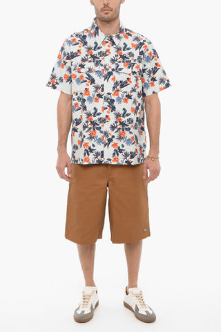Floral Patterned Short Sleeve AUGUSTIN Shirt with Double Breast Pocket