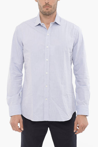 Camicia in Popeline di Cotone con Collo Francese