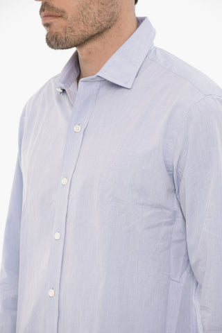 Camicia in Popeline di Cotone con Collo Francese
