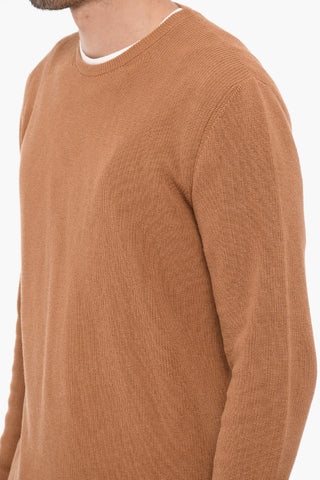 Solid Color Cotton and Linen Crew-neck Sweater
