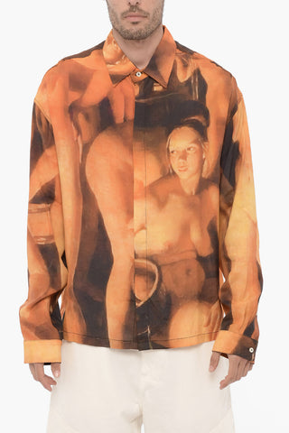 Camicia a Fantasia con Abbottonatura Nascosta