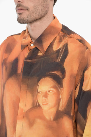Camicia a Fantasia con Abbottonatura Nascosta