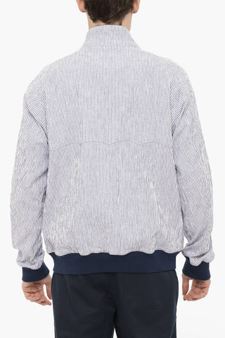 Striped Lightweight Jacket with Zip Closure