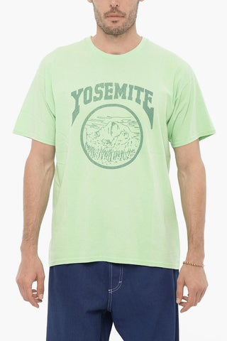 Front Printed Solid Color Crew-neck T-Shirt