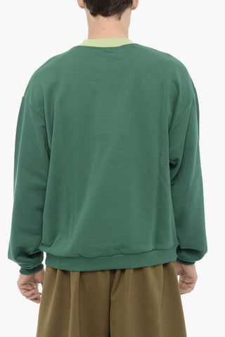 Color Block Crew-Neck Sweatshirt with Embroidery Logo
