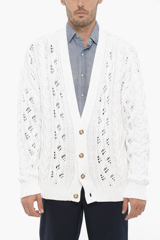 Zopfstrick-Cardigan mit V-Ausschnitt