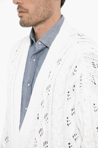 Zopfstrick-Cardigan mit V-Ausschnitt