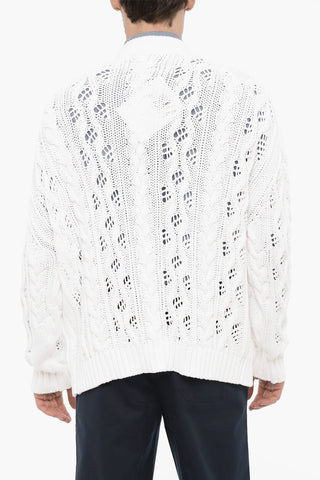 Zopfstrick-Cardigan mit V-Ausschnitt