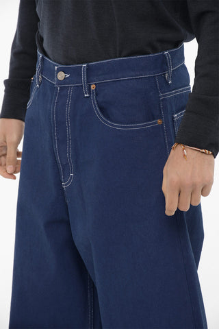 Jeans a Gamba Diritta con Cuciture a Vista 26,5cm