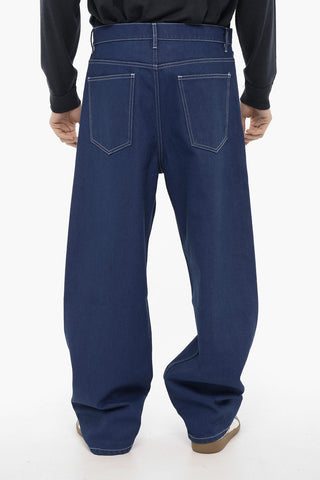 Jeans a Gamba Diritta con Cuciture a Vista 26,5cm