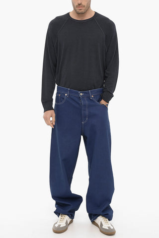 Jeans a Gamba Diritta con Cuciture a Vista 26,5cm