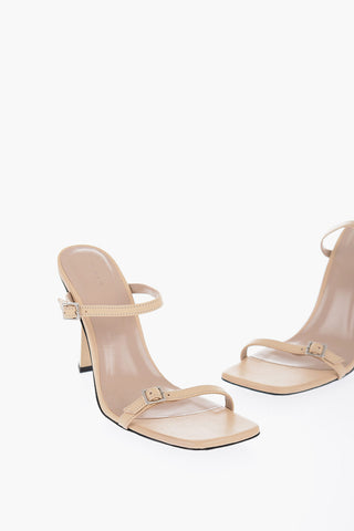 Leather FLICK Sandals with Double Buckle Heel 10cm