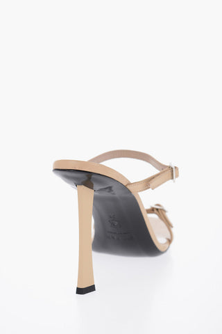 Leather FLICK Sandals with Double Buckle Heel 10cm