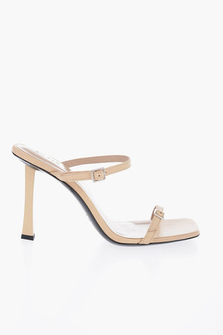 Leather FLICK Sandals with Double Buckle Heel 10cm