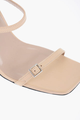 Leather FLICK Sandals with Double Buckle Heel 10cm