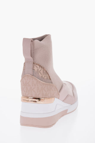 Solid Color Fabric SWIFT Sock Sneakers with Leather Trims