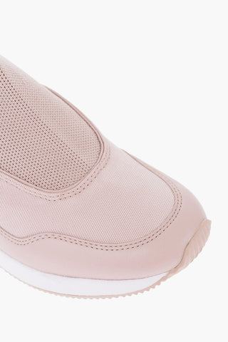 Solid Color Fabric SWIFT Sock Sneakers with Leather Trims