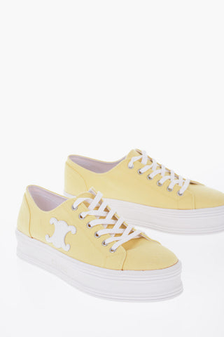 Sneakers Basse JANE in Canvas con Dettaglio Triomphe in Pelle e Platform 4cm