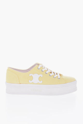 Sneakers Basse JANE in Canvas con Dettaglio Triomphe in Pelle e Platform 4cm