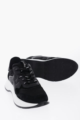 Leather and Suede Low-Top Sneakers with Contrasting Sole