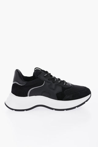 Leather and Suede Low-Top Sneakers with Contrasting Sole