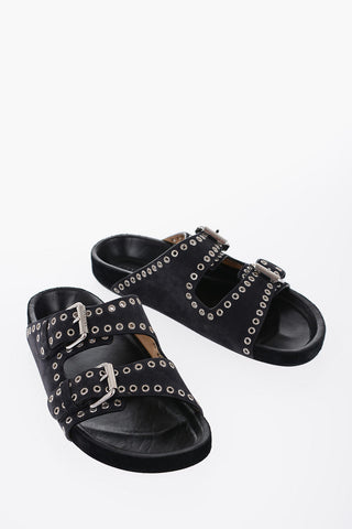 Suede LENNYO Sandals with Eyelets and Double Buckle