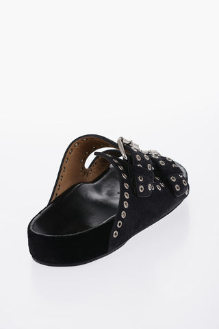 Suede LENNYO Sandals with Eyelets and Double Buckle