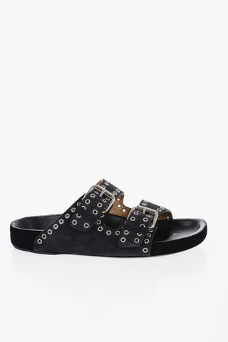 Suede LENNYO Sandals with Eyelets and Double Buckle