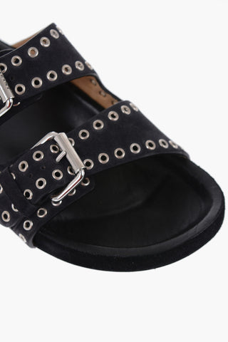 Suede LENNYO Sandals with Eyelets and Double Buckle