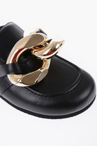 Leather Sandals with Maxi Golden Chain
