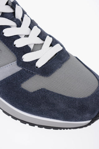 Two-Tone Suede And Fabric low-Top Sneakers