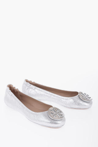 Metallic leather MINNIE Ballet Flat With Maxi Logo