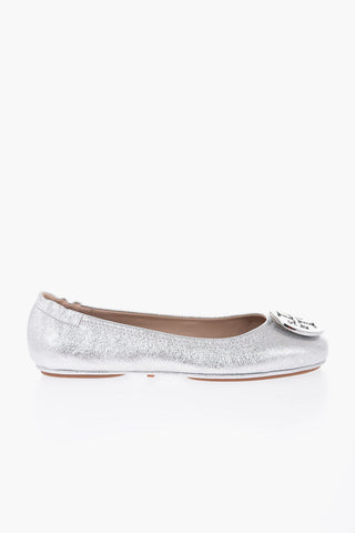 Metallic leather MINNIE Ballet Flat With Maxi Logo