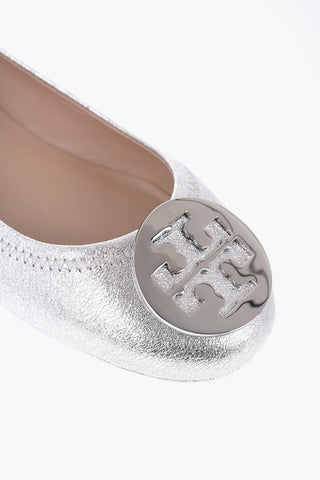 Metallic leather MINNIE Ballet Flat With Maxi Logo