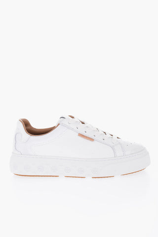 Textured Leather LADYBUG Low-Top Sneakers with Logoed Sole