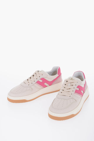 Leather Low-Top Sneakers with Suede Details