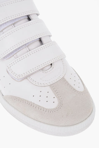 Leather Low Top Sneakers with Studs and Touch Strap Closure