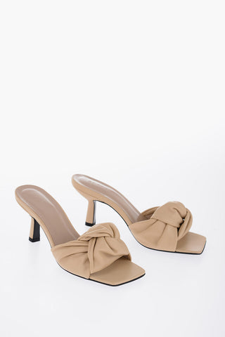 Mules LANA in Pelle con Punta Quadrata e Tacco a Rocchetto 7.5cm
