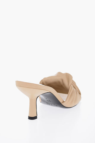 Mules LANA in Pelle con Punta Quadrata e Tacco a Rocchetto 7.5cm