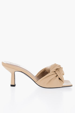 Square Toe Leather LANA Mules with Spool Heel 7.5cm