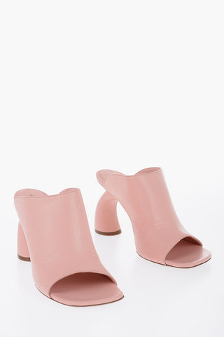 Mules in Pelle a Punta Squadrata Tacco 10cm
