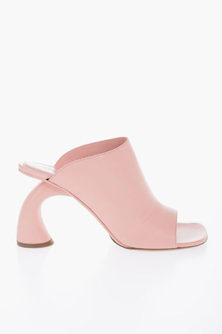 Mules in Pelle a Punta Squadrata Tacco 10cm
