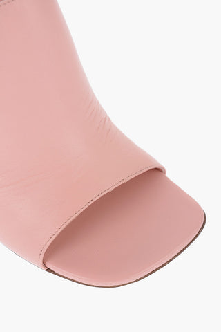 Mules in Pelle a Punta Squadrata Tacco 10cm