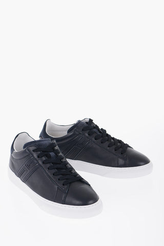 Sneakers Basse in pelle a Tinta Unita con Dettaglio in suede