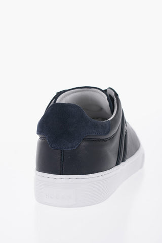 Sneakers Basse in pelle a Tinta Unita con Dettaglio in suede