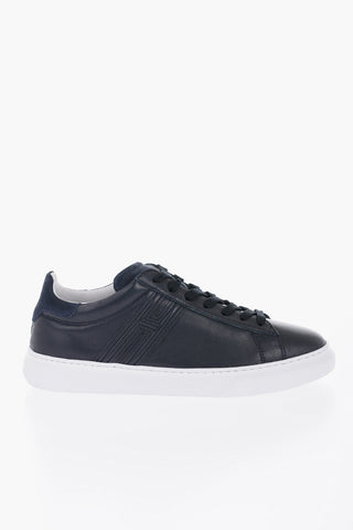 Sneakers Basse in pelle a Tinta Unita con Dettaglio in suede